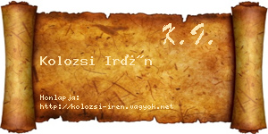Kolozsi Irén névjegykártya
